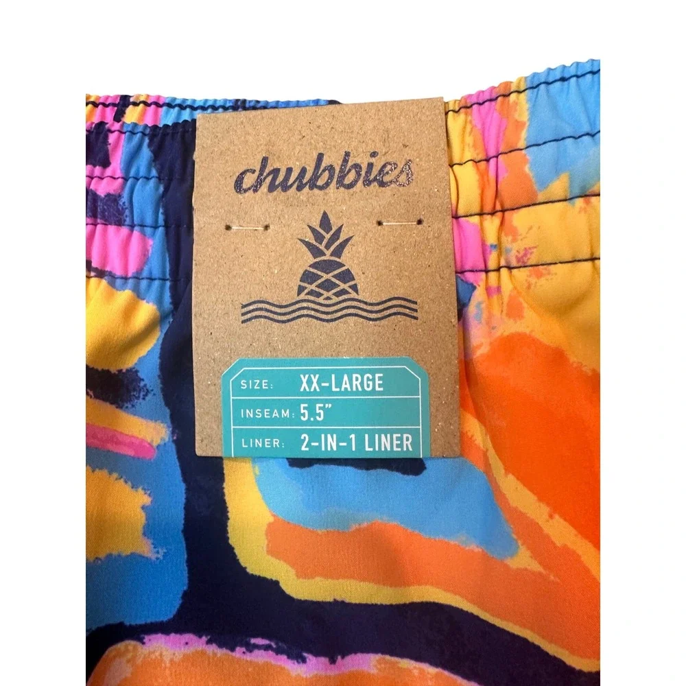 Chubbies The Exploding Nachos Mens XXL Swim Trunks 5.5 Inseam 2-in-1 Liner Neon